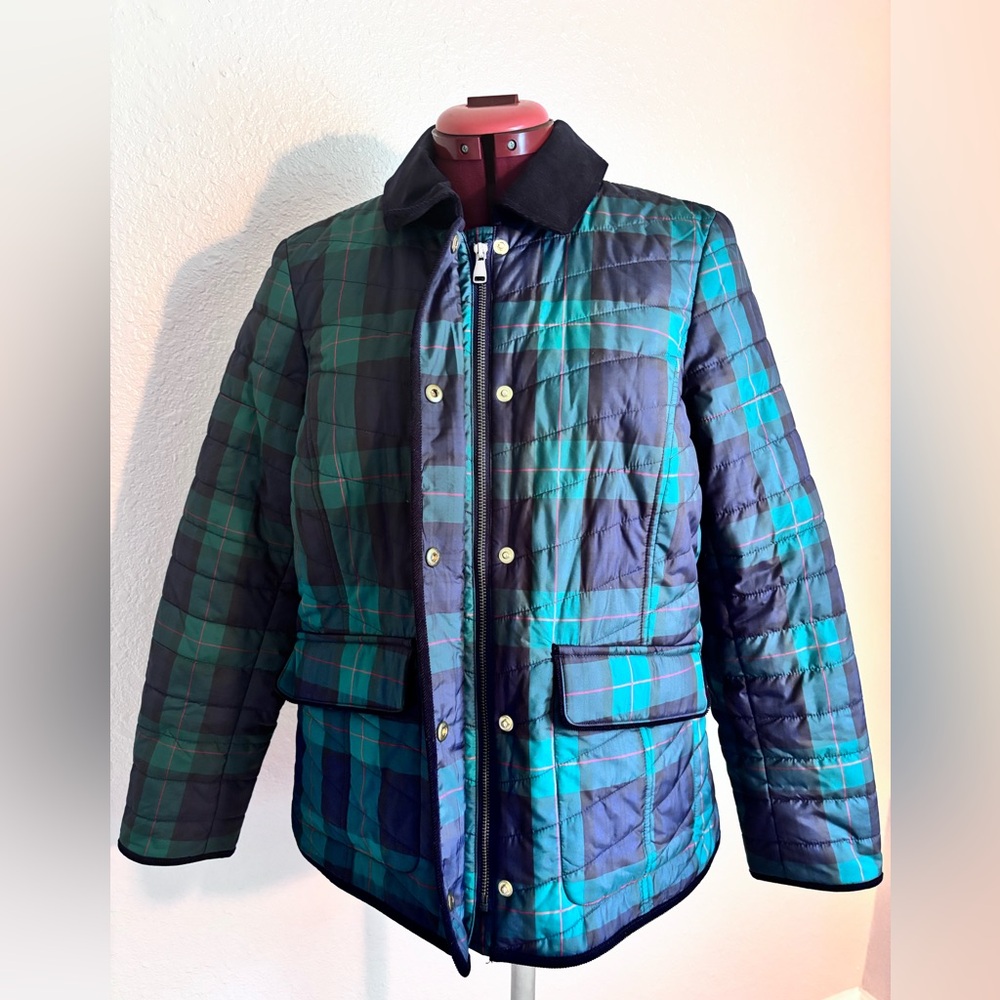 Talbots Women's Blue green and red plaid quilted jacket - Picture 4 of 10